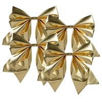 Decoris Kerst strik - 4x - goud - 20 x 24 cm - polyester - kerstversiering kerststrik