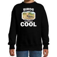 Dieren hop vogel sweater zwart kinderen - birds are cool trui jongens en meisjes - thumbnail