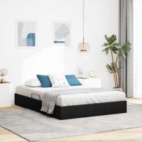 Opslag bed met matras met hoofdeinde Zwart 140 x 190 cm Stof