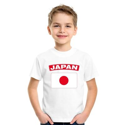 T-shirt met Japanse vlag - supporters - wit - voor kinderen