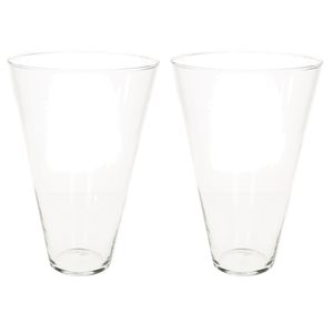 Set van 2x stuks transparante home-basics conische vaas/vazen van glas 30 x 19 cm