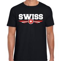 Zwitserland supporters t-shirt - met vlag print - zwart - voor heren - landen - kleding