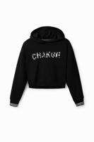 Kort sweatshirt met patch "Change" - BLACK - L