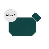 Krumble Placemat achthoekig + onderzetter - PU Leder - Groen - Set van 2 - thumbnail