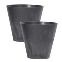 Bloempot/plantenpot voor buiten - Set van 3x stuks - kunststof - antraciet - D30 x H28 cm - 12 liter