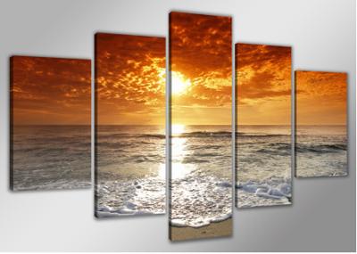 Schilderij- Strand zonsondergang , 200x100cm