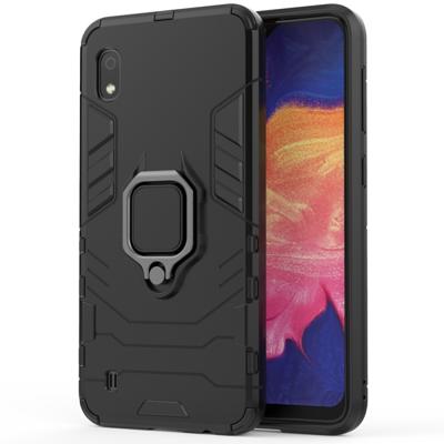 PC + TPU schokbestendige beschermhoes voor Galaxy A10 met magnetische ring houder (zwart)