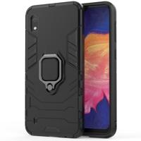 PC + TPU schokbestendige beschermhoes voor Galaxy A10 met magnetische ring houder (zwart)