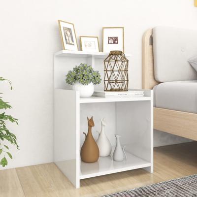 Nachtkastje 40x35x60 cm spaanplaat hoogglans wit