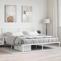 Bedframe met hoofdbord metaal wit 183x213 cm