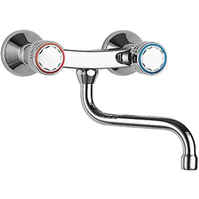 Keukenkraan Tres ESE-23 | Wandmontage | 360° Draaibaar | Mengkraan | 2-knops | Rond | Chroom