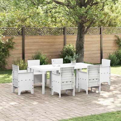 Tuin tafel wit 200x100x73 cm poly rattan