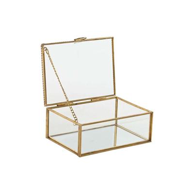 Doos-Juwelenkistje Home ESPRIT Gouden Metaal Kristal 14 X 10,3 X 5,8 cm