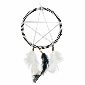 Handgemaakte Dromenvanger- Zwart & Wit - Pentagram