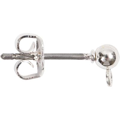 Creativ Company Oorsteker, l: 13 mm, d 3,8 mm, gatgrootte 0,8 mm, verzilverd, 10 stuk/ 1 doos