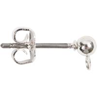Creativ Company Oorsteker, l: 13 mm, d 3,8 mm, gatgrootte 0,8 mm, verzilverd, 10 stuk/ 1 doos