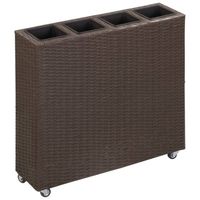 vidaXL Plantenbak verhoogd met 4 potten 80x22x79 cm poly rattan bruin - thumbnail