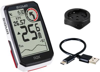 Sigma rox 4.0 gps zw/wit standaard stuurhouder + usb-c oplaadkabel