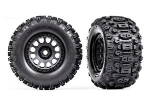 Traxxas - Tires & wheels, assembled, glued (XRT Race black wheels, Sledgehammer tires, foam inserts) (left & right) (TRX-7876)