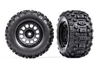 Traxxas - Tires & wheels, assembled, glued (XRT Race black wheels, Sledgehammer tires, foam inserts) (left & right) (TRX-7876) - thumbnail