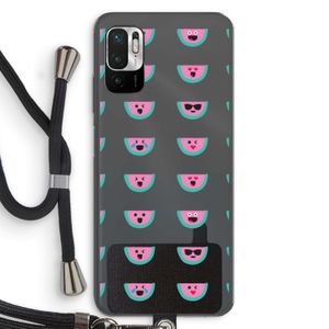 Smiley watermeloenprint: Xiaomi Redmi Note 10 5G Transparant Hoesje met koord