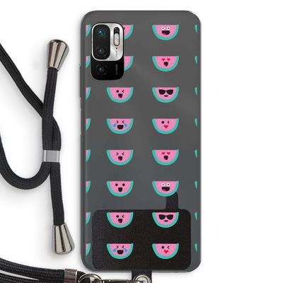 Smiley watermeloenprint: Xiaomi Redmi Note 10 5G Transparant Hoesje met koord