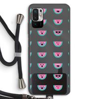 Smiley watermeloenprint: Xiaomi Redmi Note 10 5G Transparant Hoesje met koord