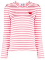 Comme Des Garçons Play sweat rayé en coton - Rose - thumbnail