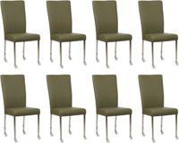Set van 8 Olijfgroene leren moderne eetkamerstoelen Deal - poot vierkant rvs met wiel - Toledo Leer Olive (olijfgroen leer)