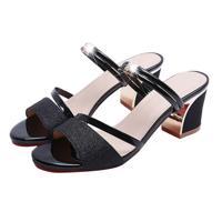 Dik met open teen vis mond sandalen schoenmaat: 35 (zwart)