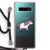 Eenhoorn: Samsung Galaxy S10 Plus Transparant Hoesje met koord