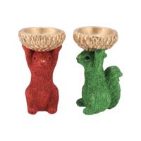 Daan Kromhout Schaal jingle eekhoorn rood/groen 17 cm 2 assorti | 8 stuks