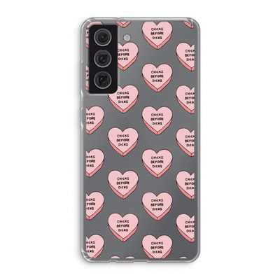Chicks before dicks: Samsung Galaxy S21 FE Transparant Hoesje