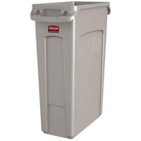 Afvalbak Rubbermaid Slim Jim Vented met luchtsleuven 87 liter grijs