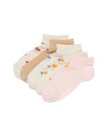HEMA Dames enkelsokken bloemen - 5 paar beige (beige)