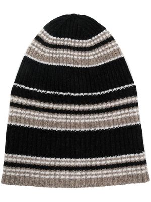 Barrie bonnet rayé en cachemire - Noir