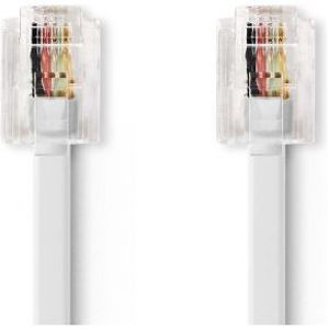 Telecomkabel | RJ11 (6P4C) Female - RJ11 (6P4C) Female | Plat | 5,00 m | Wit