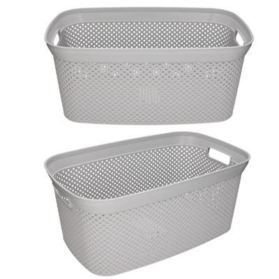 Storage Solutions wasmand - 2x - 35 liter - grijs - 54 x 34 x 23 cm - Kunststof - Draagmand Storage Solutions wasmand - 2x - 35 liter - grijs - 54 x 34 x 23 cm - Kunststof - Draagmand