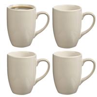 5Five Koffiemokken Colorama - 4x stuks - Keramiek - wit - 380 ml - 9 x 11 cm