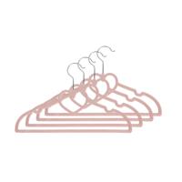 Kledinghangers hartvorm - 4x - roze - fluweel look - 33 x 20,5 cm