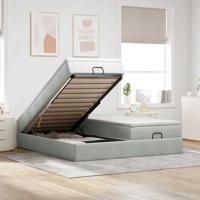Ottoman bed met matrassen 180x200cm fluweel lichtgrijs