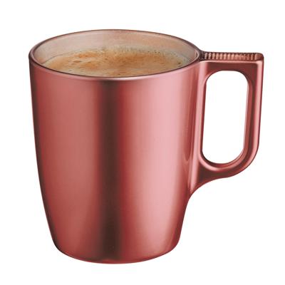 Koffiemokken Monaco - 1x stuks - Hard Glas - koper - 250 ml - 9 cm - Flashy metallic finish