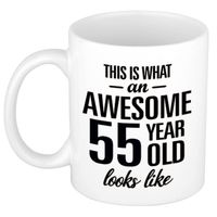 Awesome 55 year cadeau mok / verjaardag beker 300 ml - feest mokken - thumbnail
