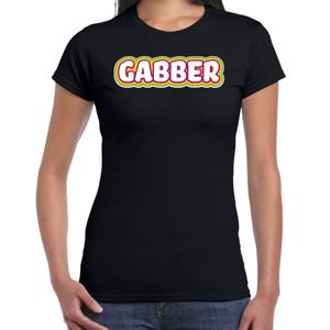 Verkleed t-shirt voor dames - gabber - zwart - foute party/carnaval - vriend/maat - muziek