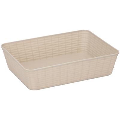 Edco Opbergmandjes - kunststof - beige - 25 x 19 x 6 cm - mandje - rechthoekig