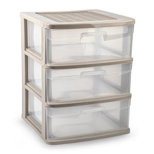 Plasticforte Ladeblok/bureau organizer - 3x lades - beige/transparant - L40 x B39 x H49.5 cm