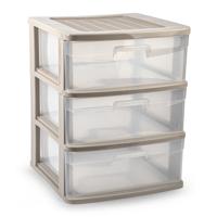 Plasticforte Ladeblok/bureau organizer - 3x lades - beige/transparant - L40 x B39 x H49.5 cm