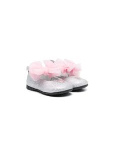 Monnalisa ballerines en cuir à détail de nœud - Argent