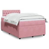 Boxspring met matras fluweel roze 120x190 cm