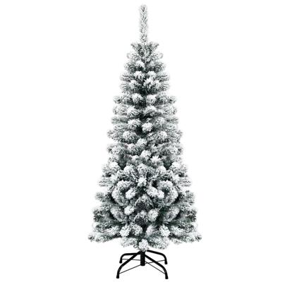 140cm Kunstmatige Kerstboom met Sneeuw Bedekte Opvouwbare Dennenboom met Premium PVC-Naalden